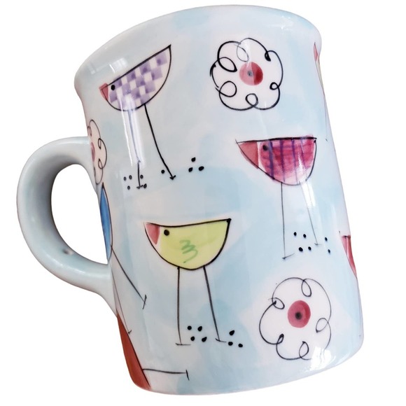 Wendoverlane by Sally Noll Bird  Coffee Mug Blue‎ Whimsical Birds Hand Painted - Picture 4 of 8